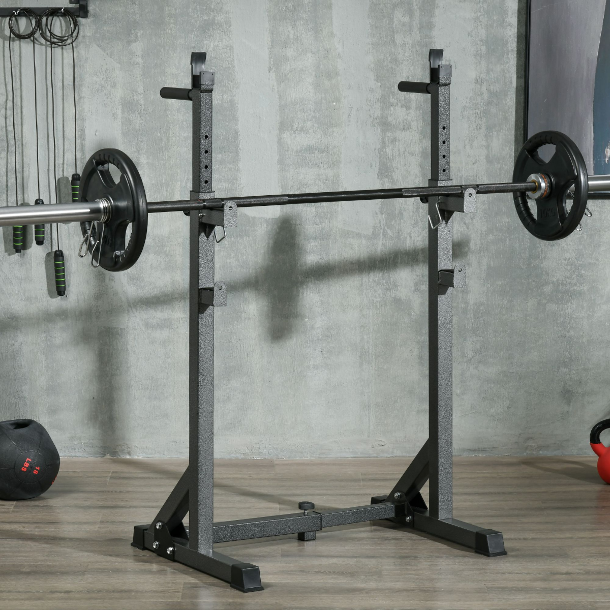 Heavy Duty Squat Rack, Adjustable Weight Barbell Stand, for Home, Gym