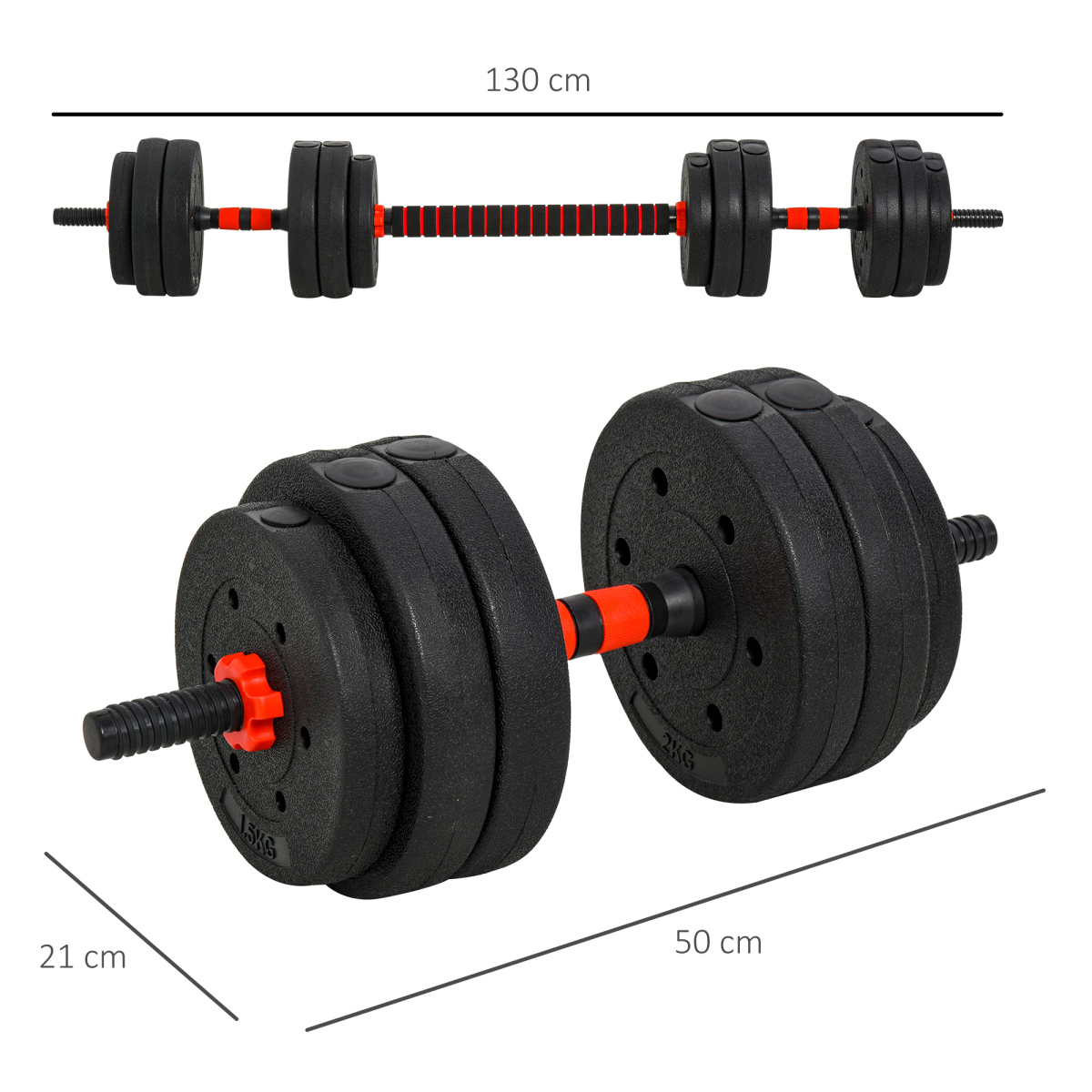 25kg Adjustable 2 IN 1 Barbell Dumbbells Weight Set for Body Fitness