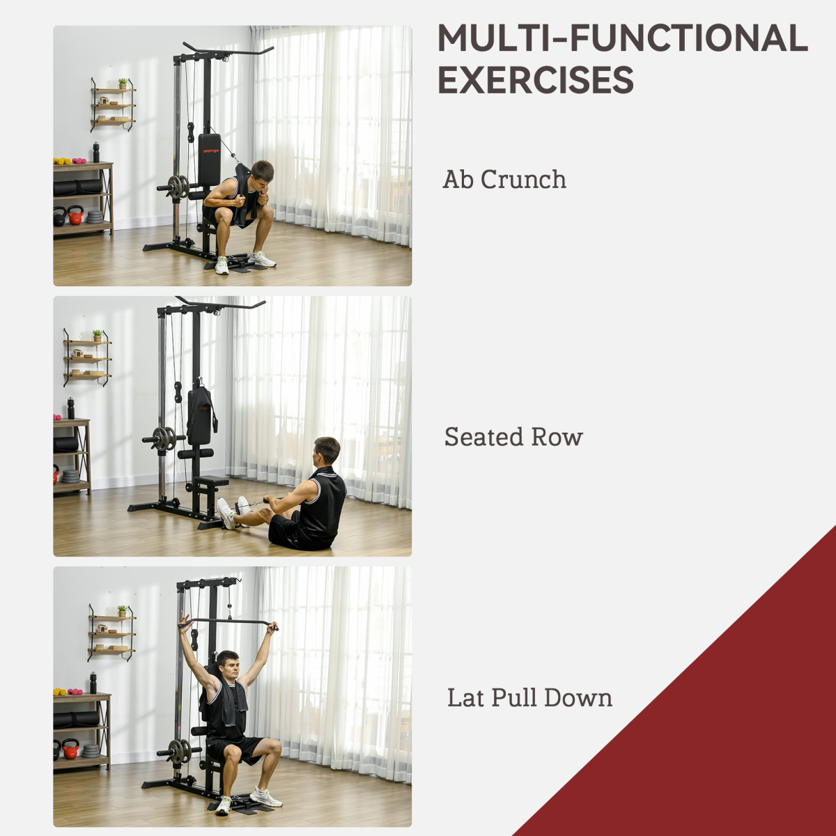 Pull Up Station Power Cage with Adjustable Seat, Home Gym, Black